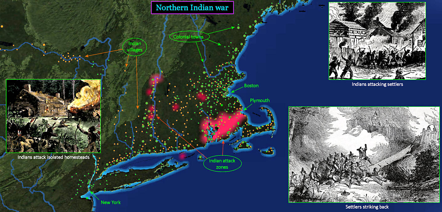 King Philip's Indian War, 1675 map